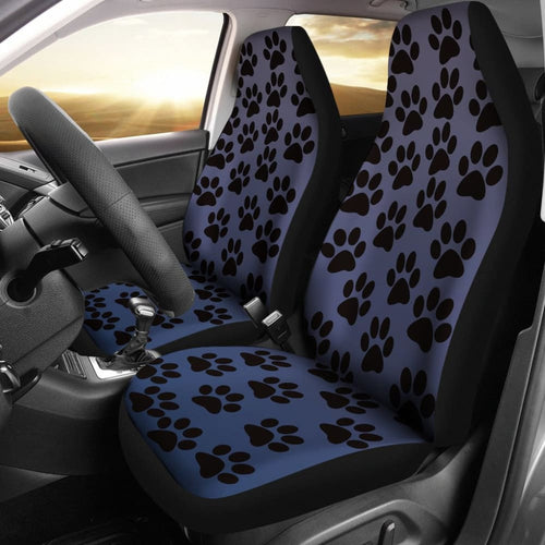 Paw Print Car Seat Covers Blue -