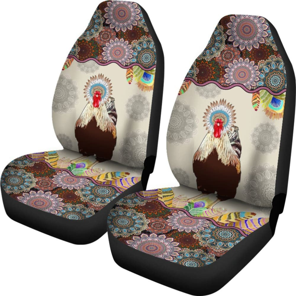 Chicken Mandala Pattern Car Seat Covers