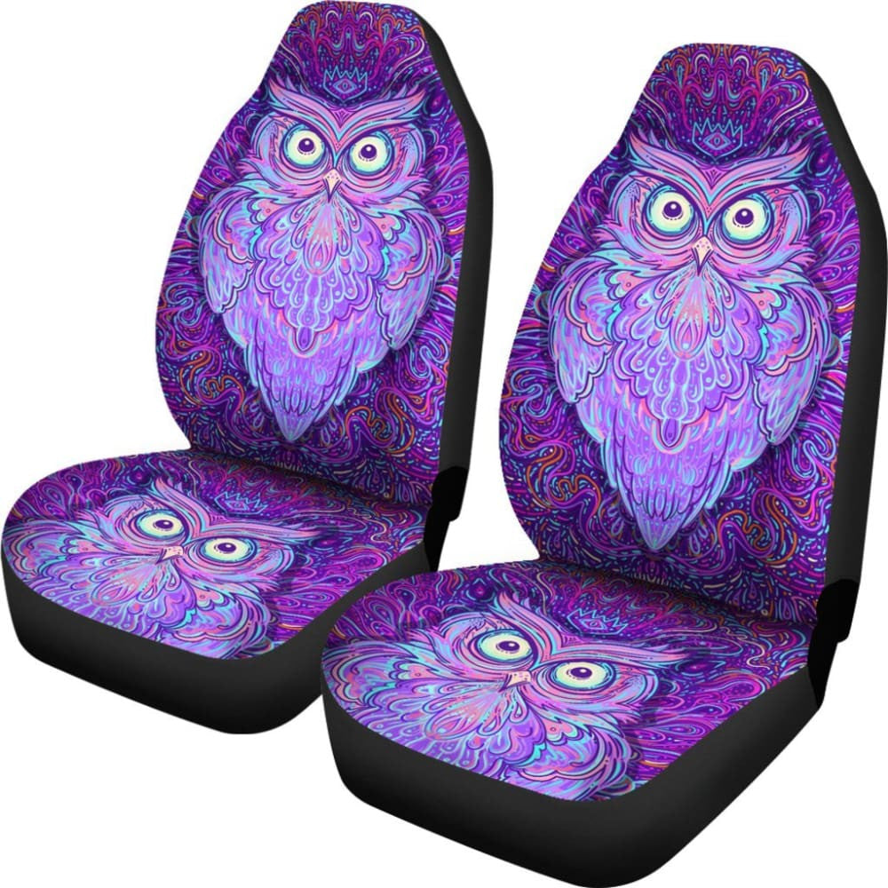 Purple Mandala Owl Car Seat Cover
