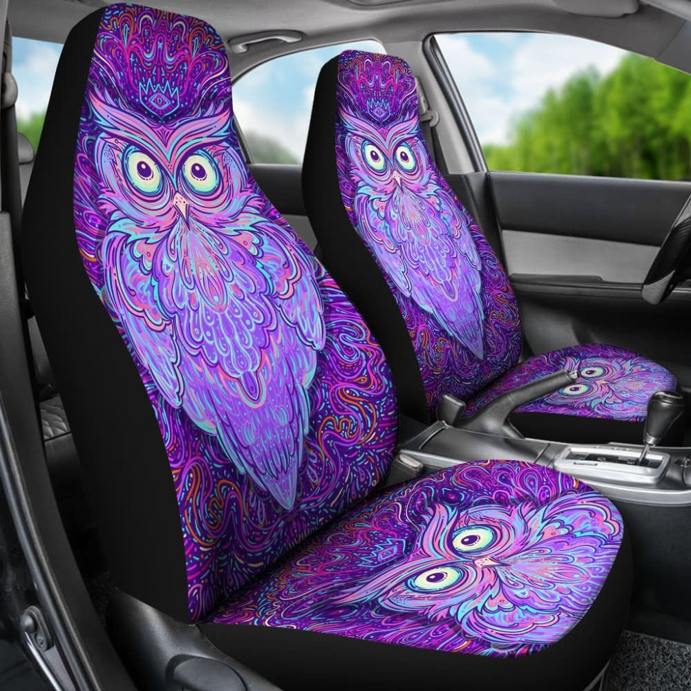 Purple Mandala Owl Car Seat Cover