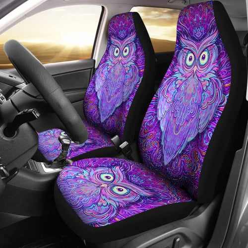 Purple Mandala Owl Car Seat Cover