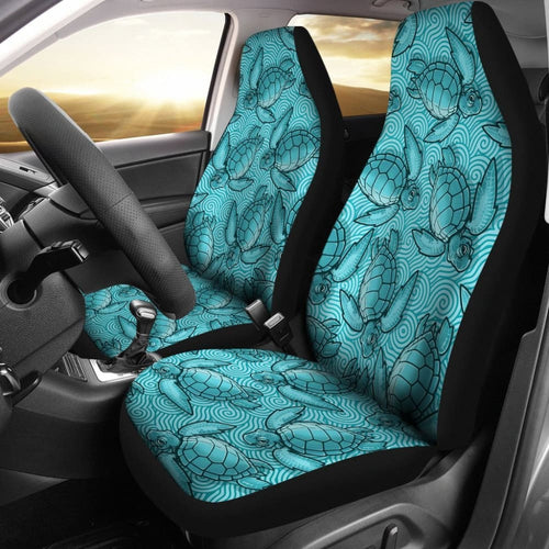 Turtle Swirl Car Seat Covers - Blue