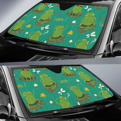 Cute Frog Dragonfly Design Pattern Car Auto Sun Shades
