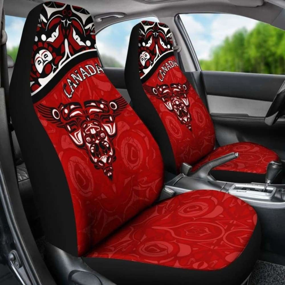 Canada Car Seat Covers - Haida Eagle Style Tattoo (Red) A