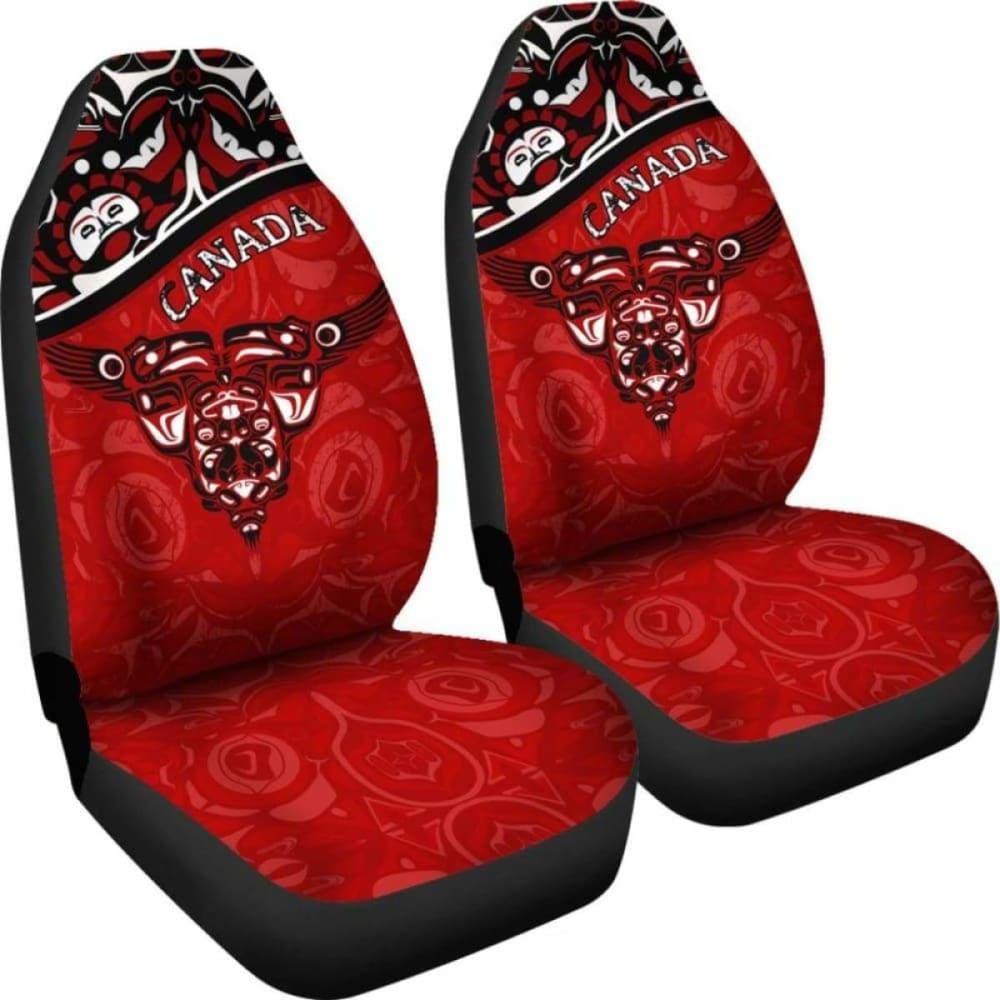 Canada Car Seat Covers - Haida Eagle Style Tattoo (Red) A