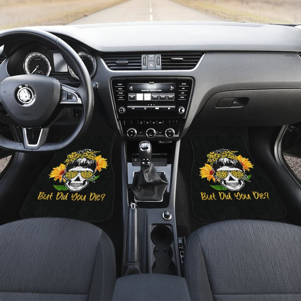 But Did You Die Sunflower Skull Sunglasses Bandana Car Floor Mats