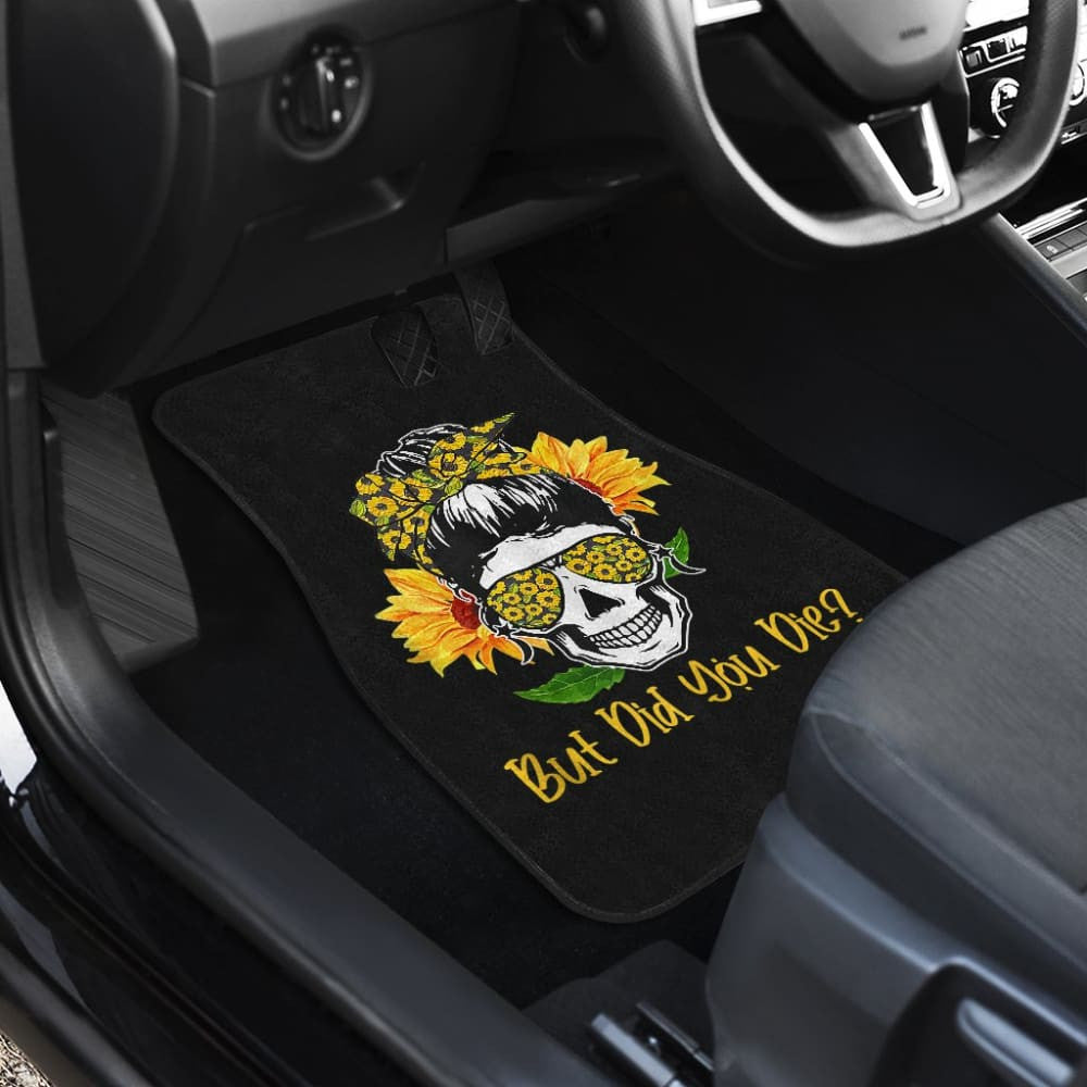 But Did You Die Sunflower Skull Sunglasses Bandana Car Floor Mats
