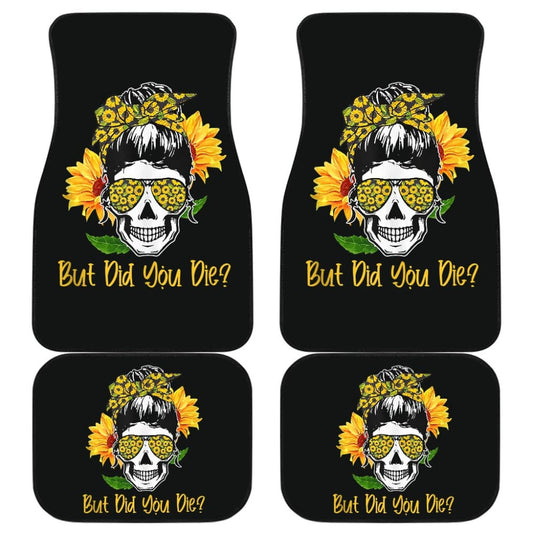 But Did You Die Sunflower Skull Sunglasses Bandana Car Floor Mats