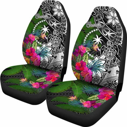 Chuuk Car Seat Covers - Turtle Plumeria Banana Leaf -