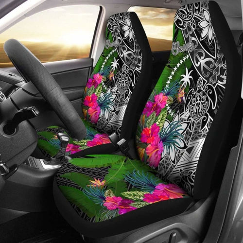Chuuk Car Seat Covers - Turtle Plumeria Banana Leaf -