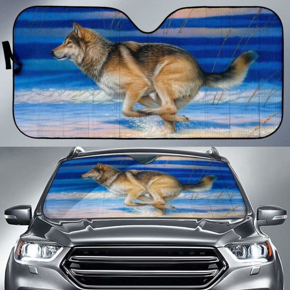 Car Sun Shade With Wolf Print