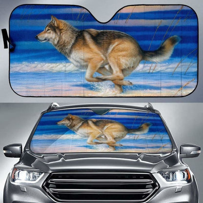 Car Sun Shade With Wolf Print