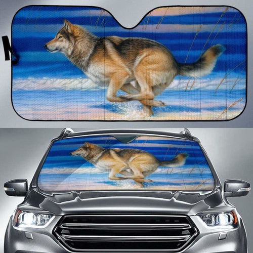 Car Sun Shade With Wolf Print