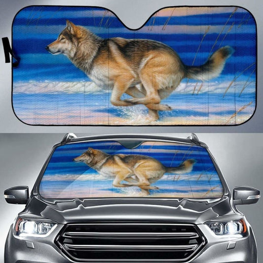 Car Sun Shade With Wolf Print