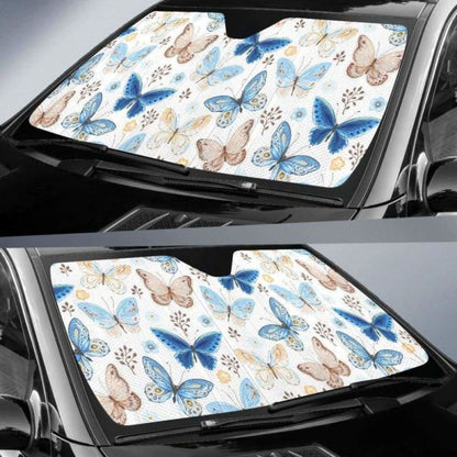 Blue Butterfly Pattern Car Auto Sun Shades