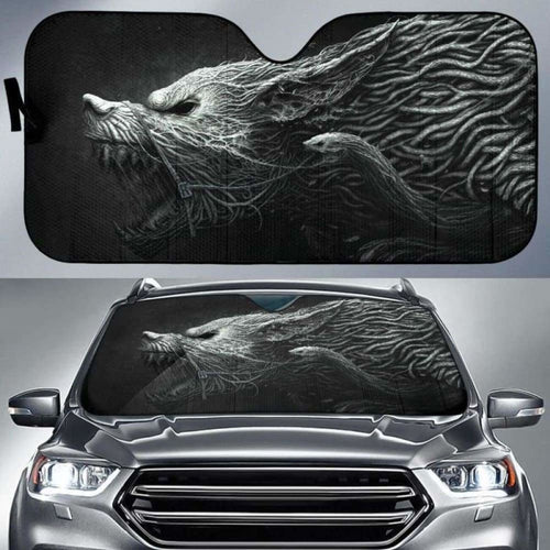 Black And White Hellhound Wolf Car Auto Sun Shades