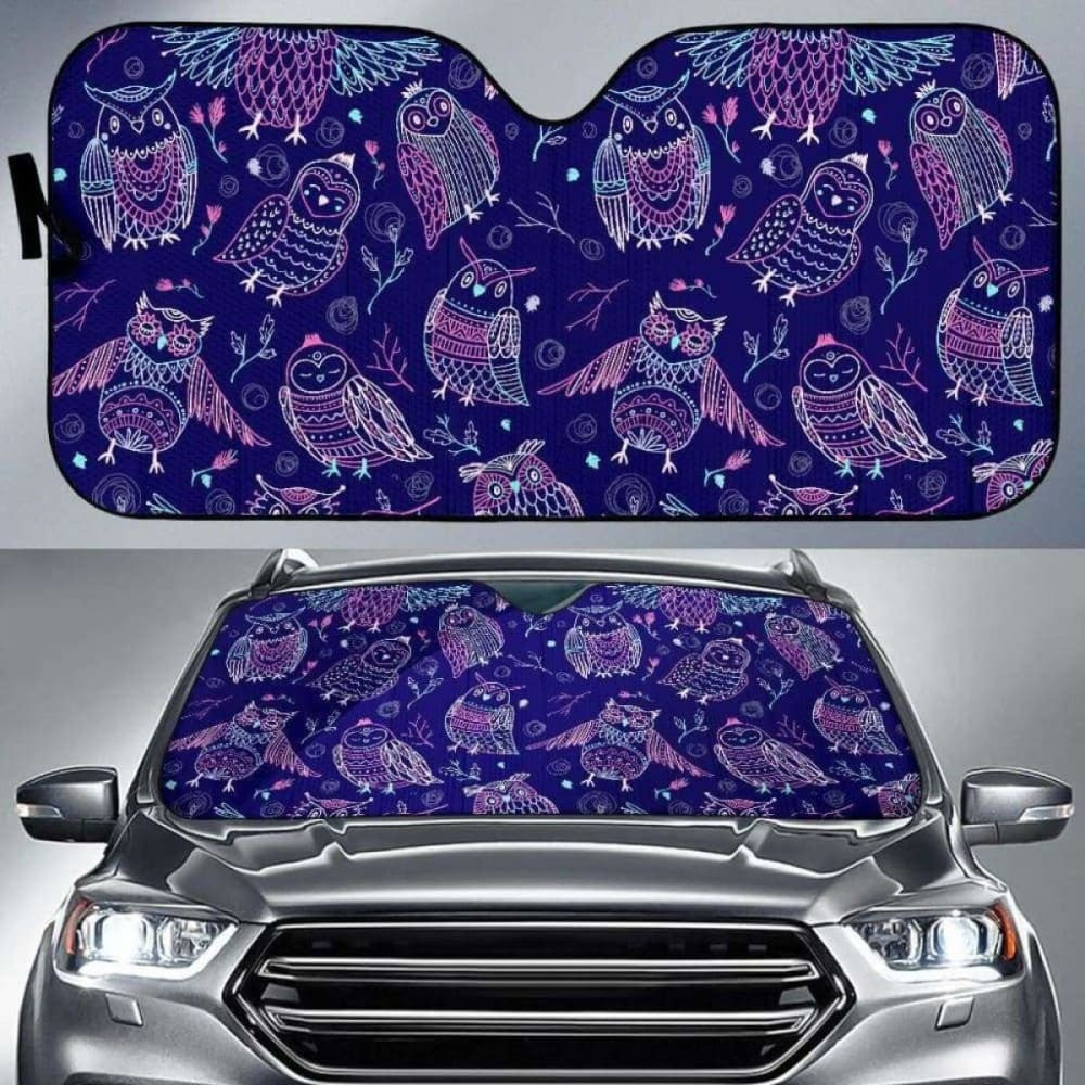 Cute Owls Pattern Boho Style Ornament Car Auto Sun Shades
