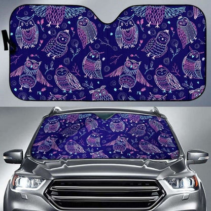 Cute Owls Pattern Boho Style Ornament Car Auto Sun Shades