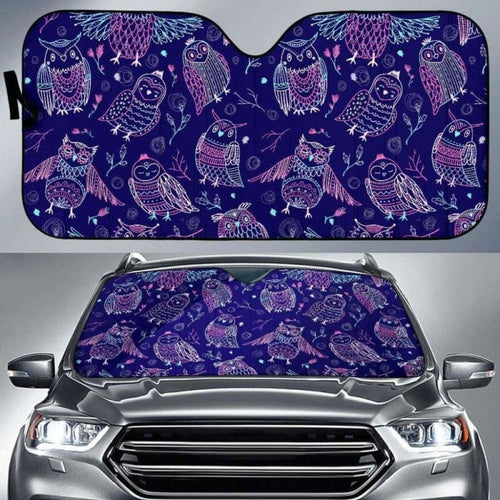 Cute Owls Pattern Boho Style Ornament Car Auto Sun Shades