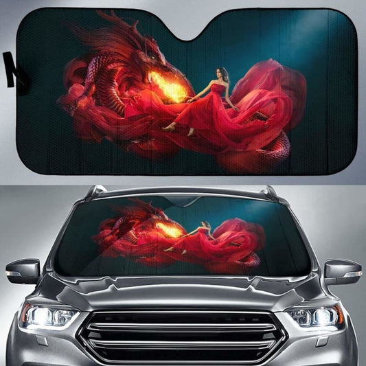 Girl And Dragon Car Sun Shade amazing best gift ideas