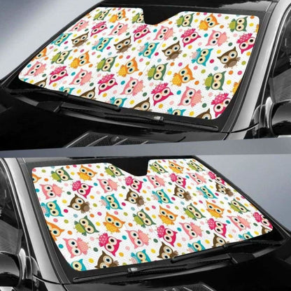 Color Cute Owl Pattern Car Auto Sun Shades
