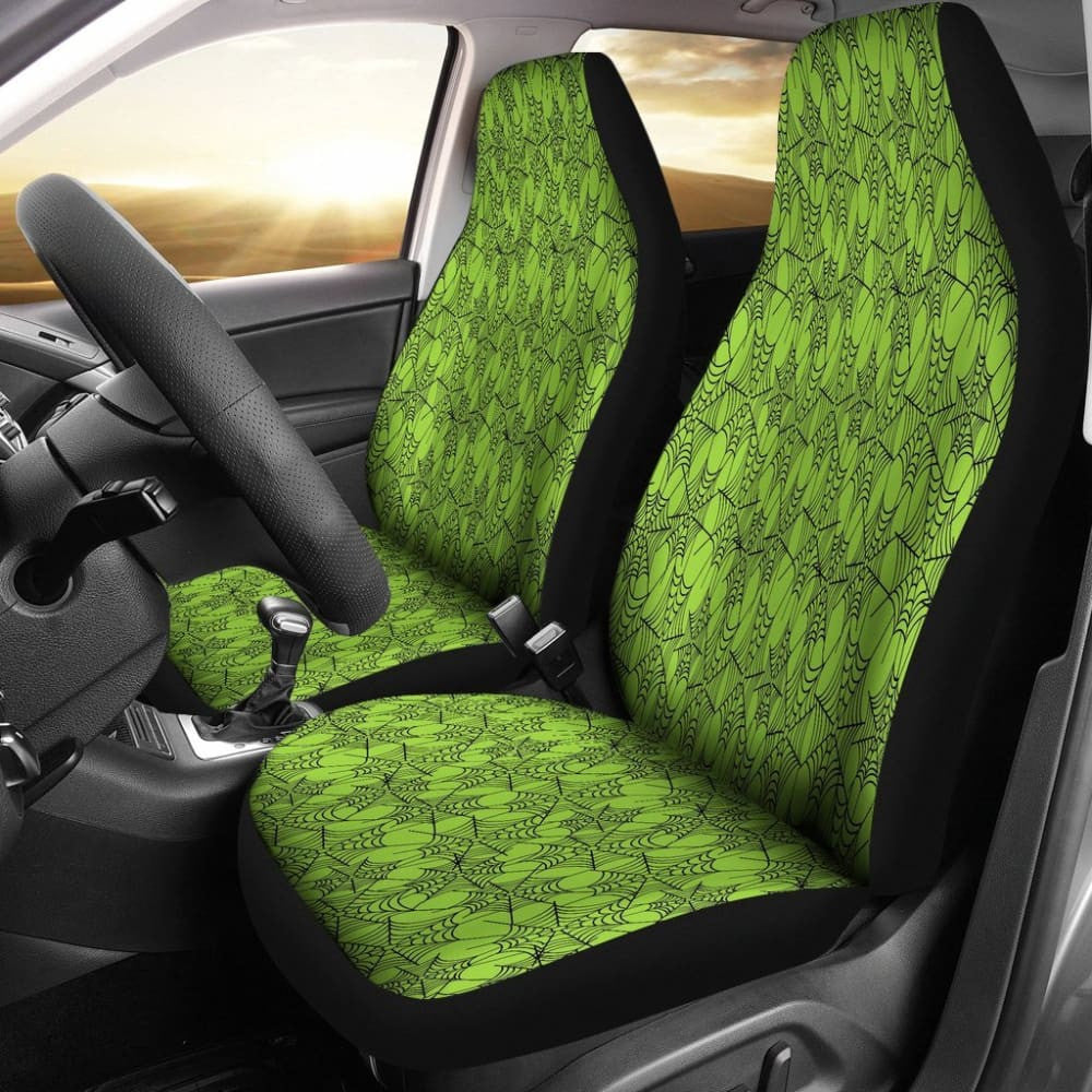 Trick Or Treat Green Spider Web Car Seat Covers