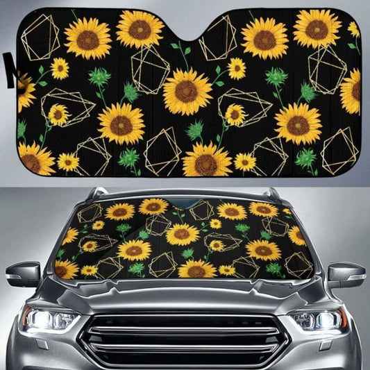 Sunflower Golden Polygonal Shapes Car Auto Sun Shades