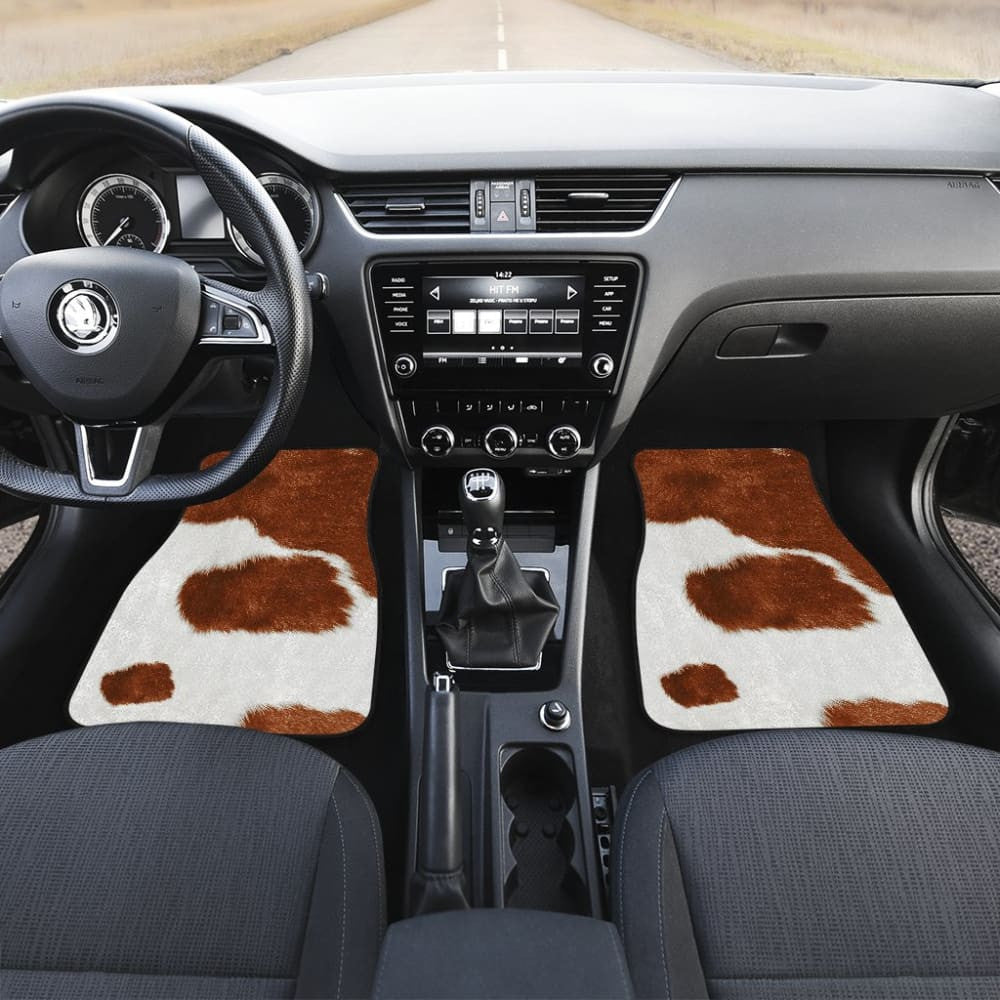 Cowhide Print Brown Themed Car Floor Mats