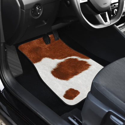 Cowhide Print Brown Themed Car Floor Mats