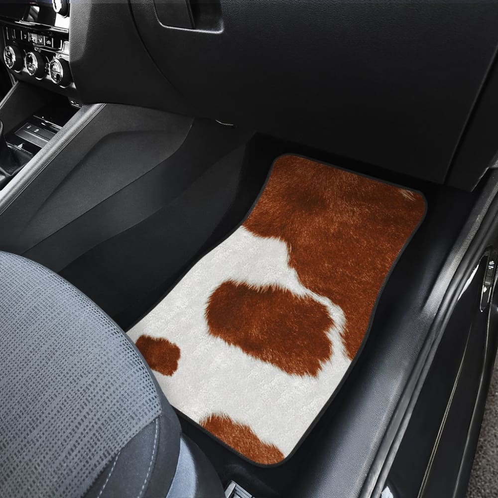 Cowhide Print Brown Themed Car Floor Mats