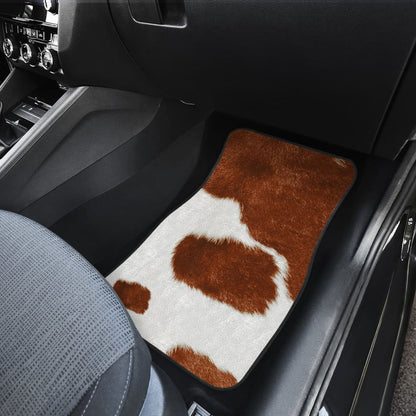 Cowhide Print Brown Themed Car Floor Mats
