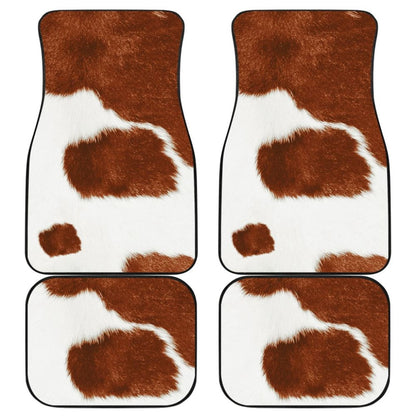 Cowhide Print Brown Themed Car Floor Mats
