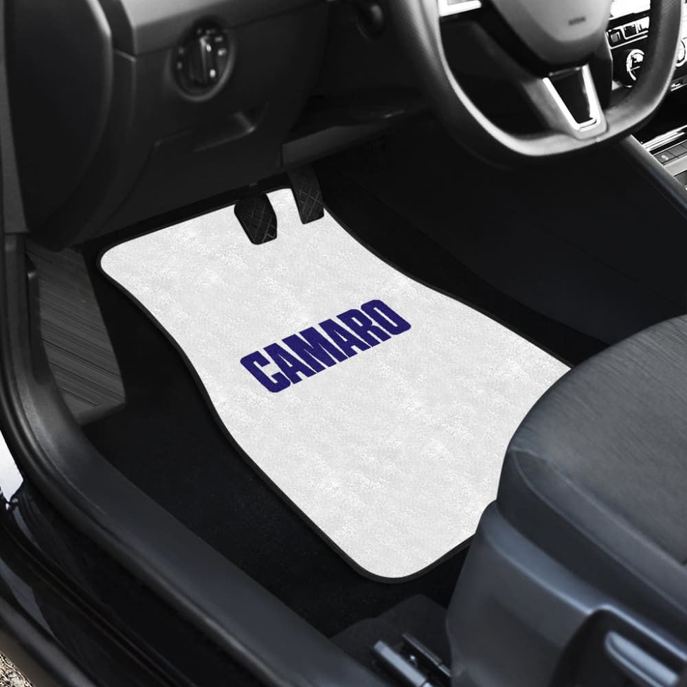 White Camaro Blue Letter Car Floor Mats