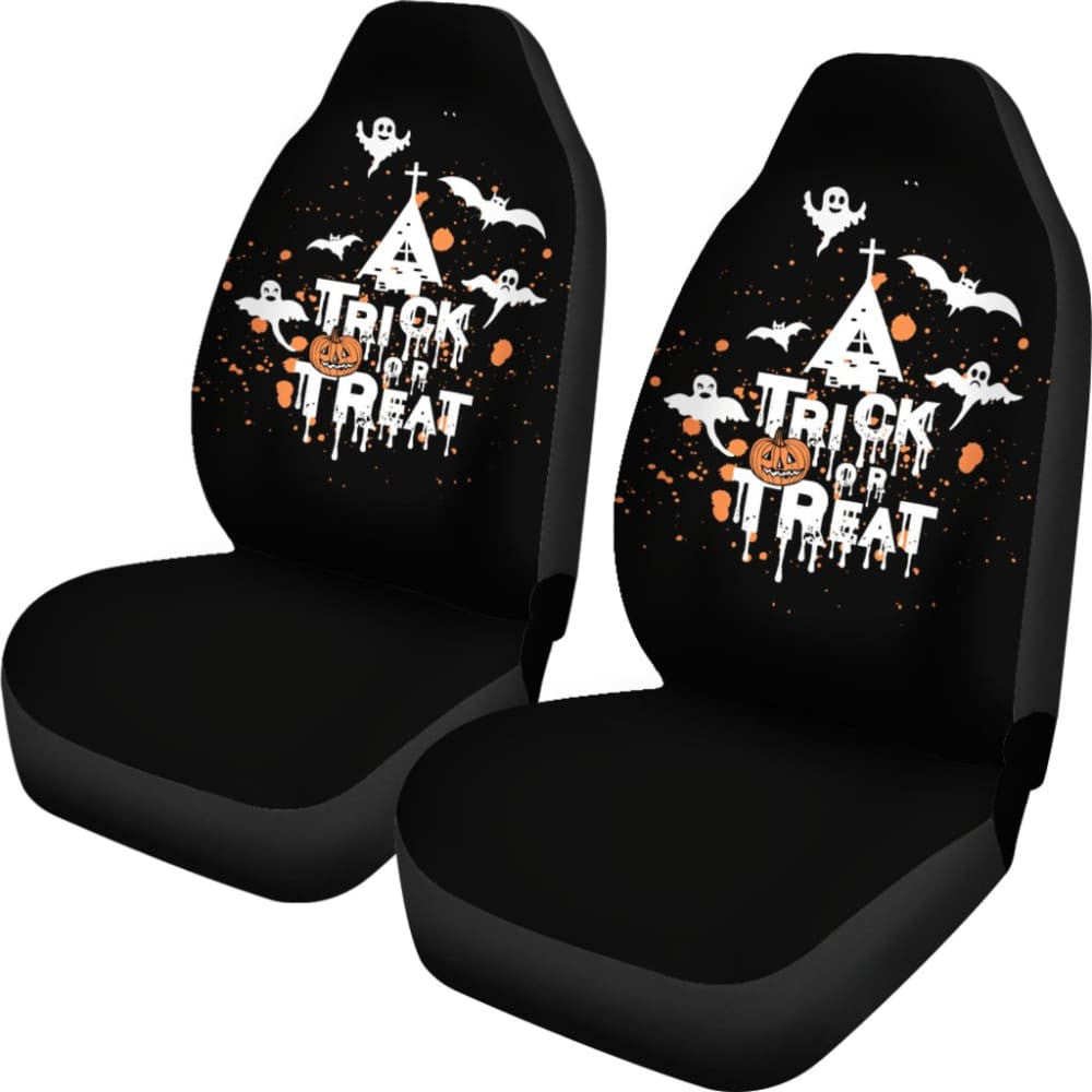 White Orange Trick or Treat Halloween Car Seat Covers