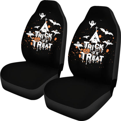 White Orange Trick or Treat Halloween Car Seat Covers
