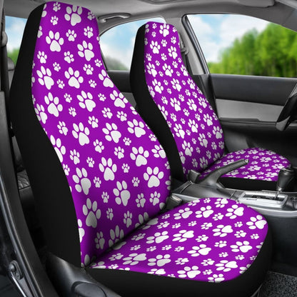 Paw Print Car Seat Cover Purple
