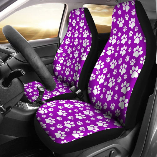 Paw Print Car Seat Cover Purple