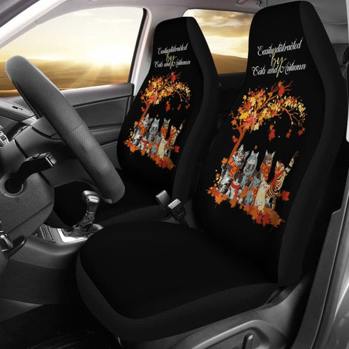 Easily Distracted By Cats And Autumn Fall Car Seat Covers
