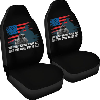 American Flag Firefighter We Don't Know Them All, But We Owe Them All Patriotic Car Seat Covers