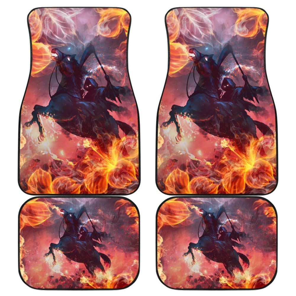 Flaming Fire Grim Reaper Death From Hell Car Floor Mats