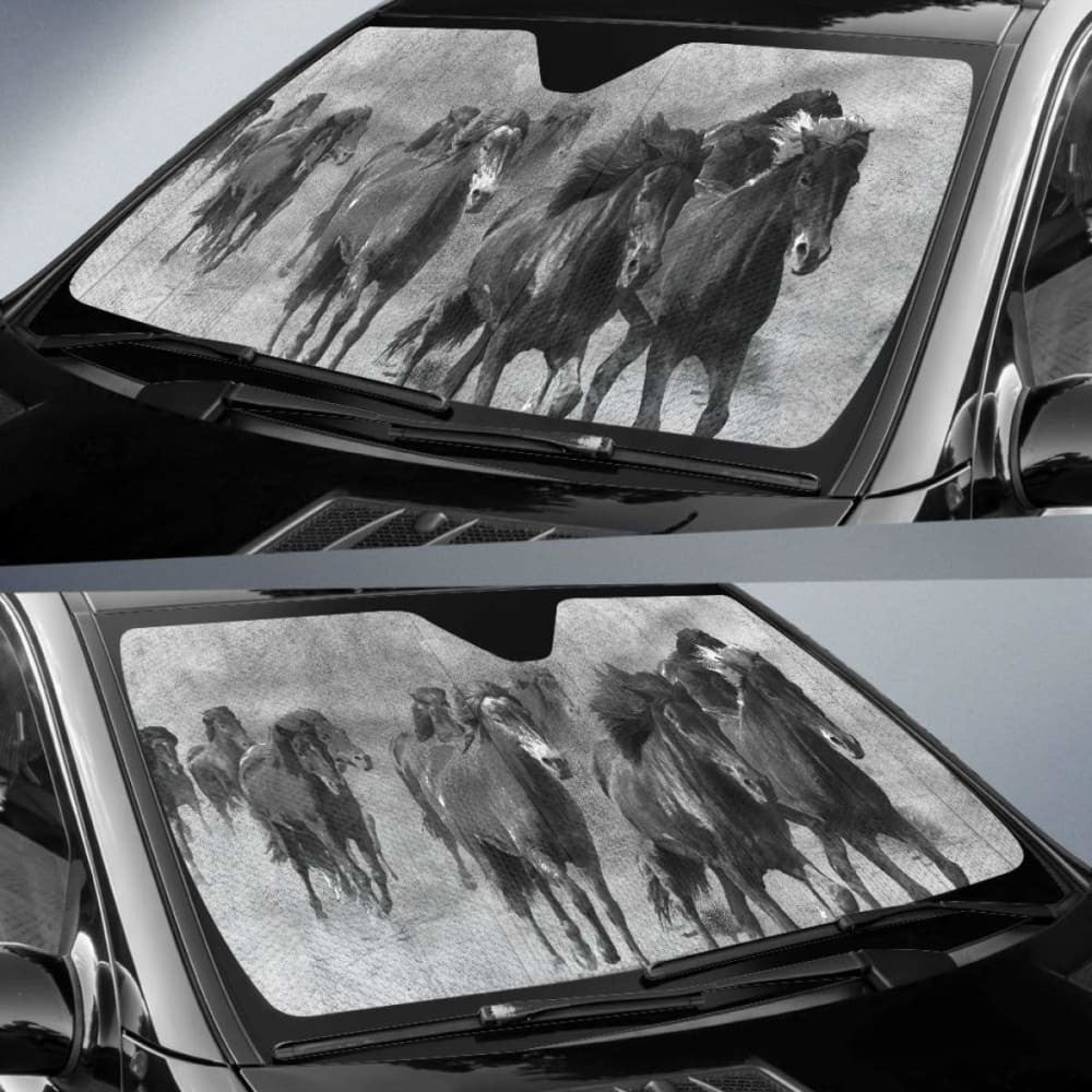 Car Sun Shade With Wild Horses Print