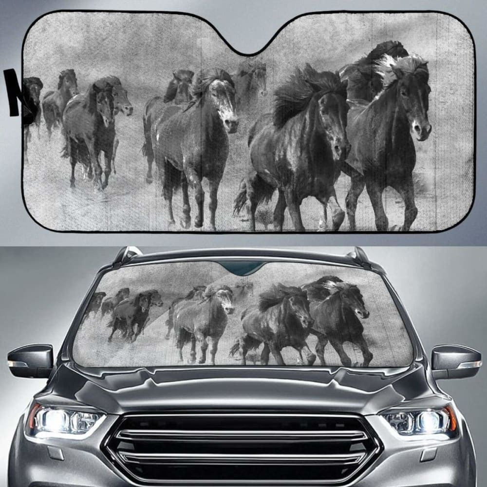 Car Sun Shade With Wild Horses Print
