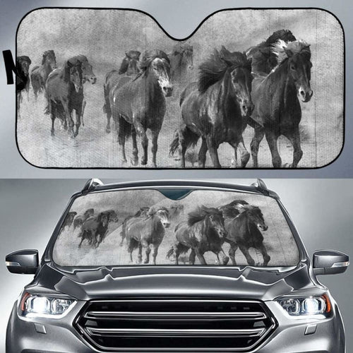 Car Sun Shade With Wild Horses Print