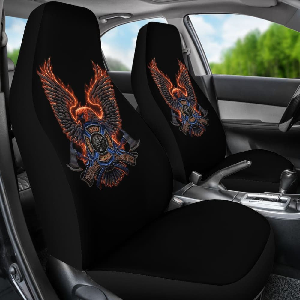Volunteer Firefighter Fire and Rescue, Courage, Honor Custom Eagle Car Seat Covers