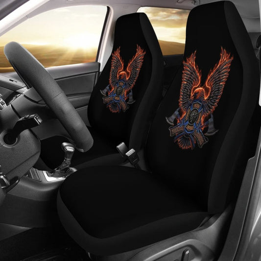 Volunteer Firefighter Fire and Rescue, Courage, Honor Custom Eagle Car Seat Covers