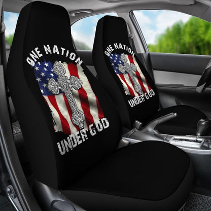 One Nation Under God American Flag Cross Car Seat Covers