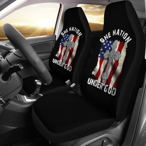 One Nation Under God American Flag Cross Car Seat Covers