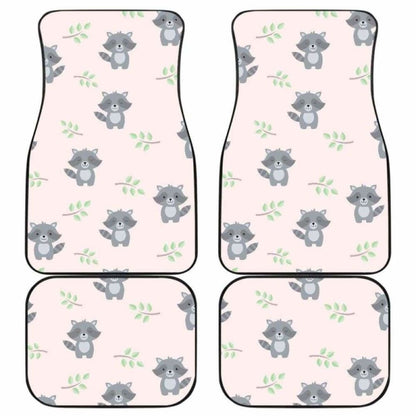Cute Raccoons Leaves Pattern Front And Back Car Mats