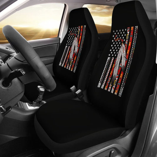 Native Feather American Flag Car Seat Covers Accessories