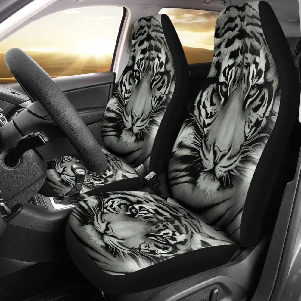 Tiger White Animal Car Seat Covers